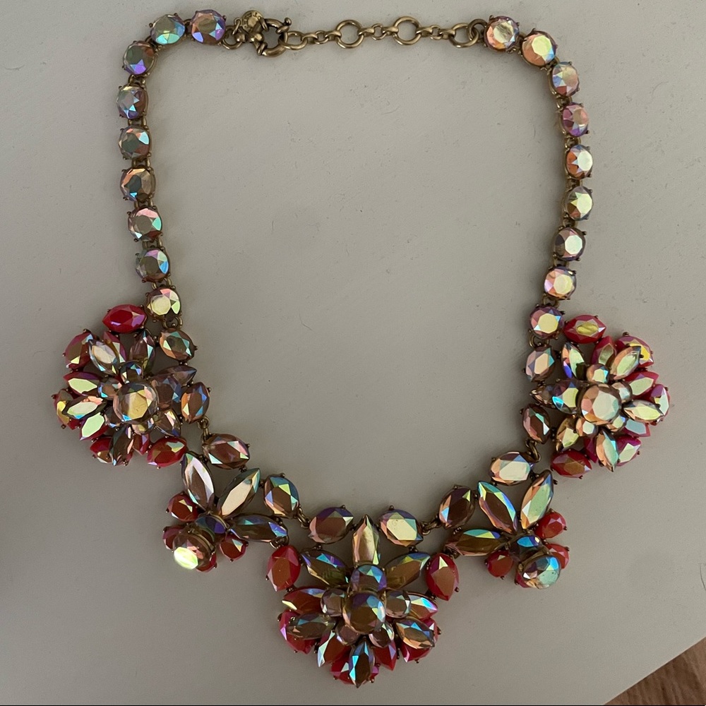 J.crew orange and jeweled statement necklace
